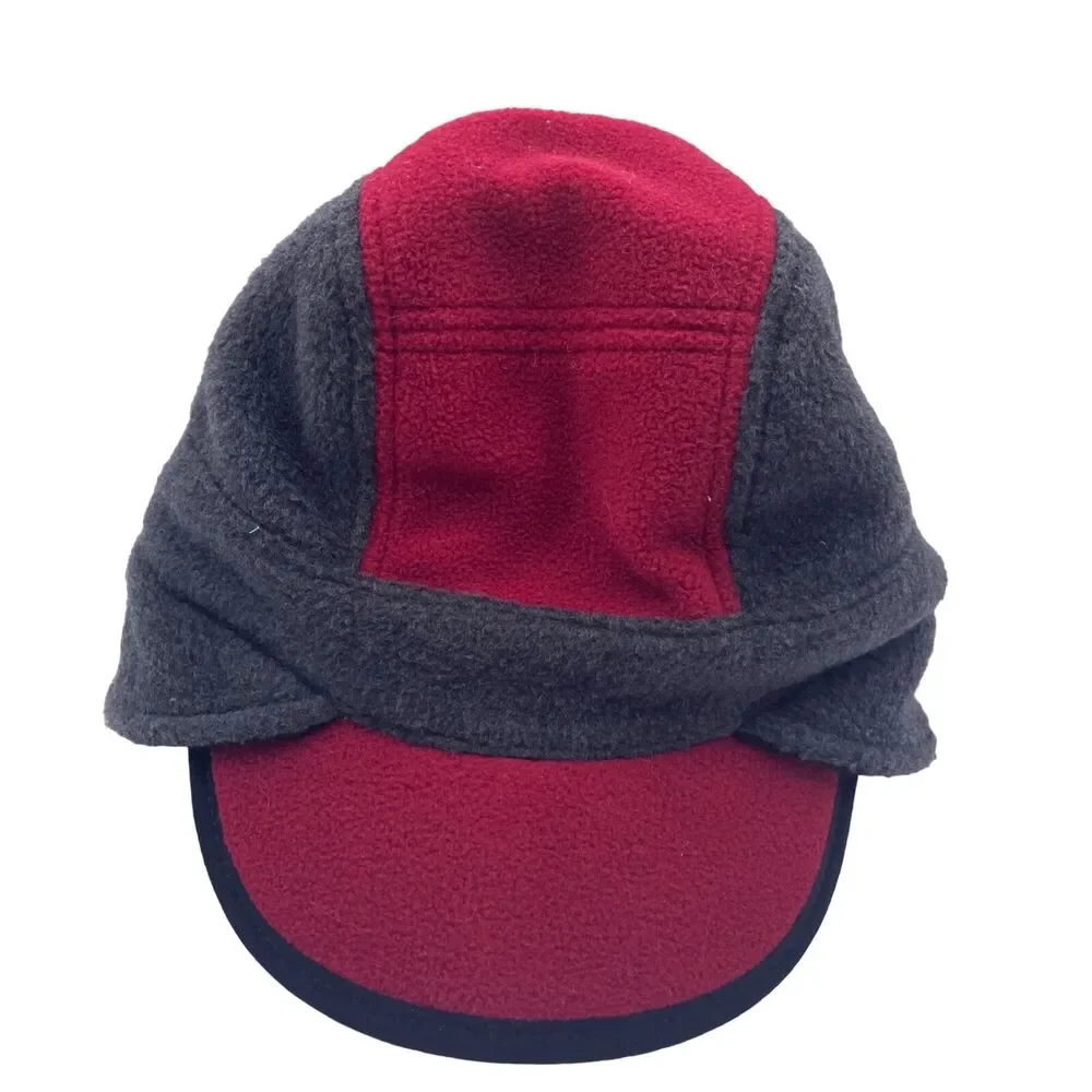 Gap Kids Fleece Winter Hat Beanie Gray Red Brim Size Youth Large XL